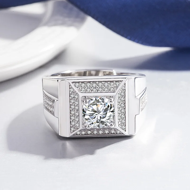 Silver Wedding Ring Men Adjustable 925 Sterling