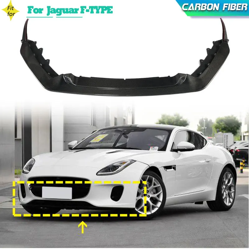 

Автомобильный передний бампер из углеродного волокна, спойлер для Jaguar F-TYPE 2-Door 2018 2019, гоночный передний бампер, фартук для подбородка, комплекты кузова