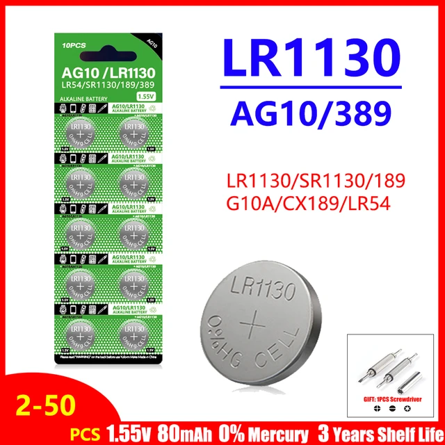 Pilas AG10 LR1130 389A LR1130 LR54 L1131 SR1130 1,55 v, de alta capacidad  para relojes pila de botón, calculadora, láser - AliExpress