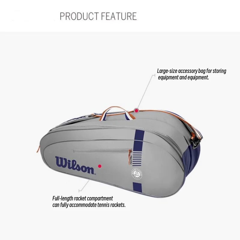 Wilson French Open Team Tennis Racket Bag Roland Garros 3/6-Pack Multi-functional Large-Capacity Racket Bags Court Tournament 3
