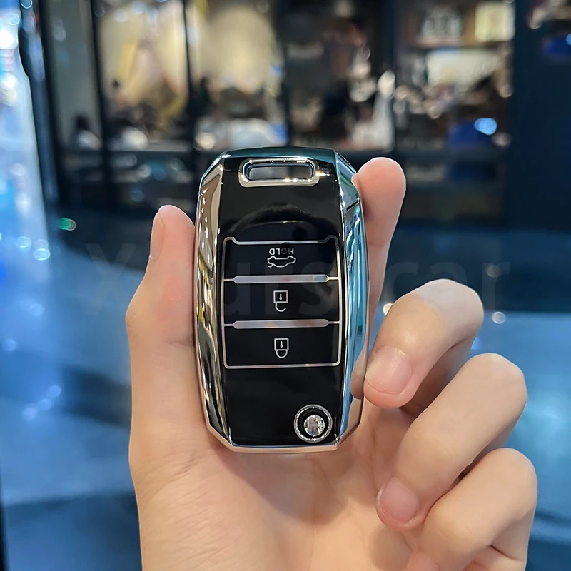 부드러운 TPU 플립 접이식 자동차 키 케이스 커버 기아 시드 리오 소울 Sportage Ceed Sorento Cerato K2 K3 K4 K5 원격 쉘 Fob 홀더