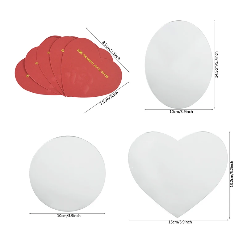 1pc Plastic Round Love Heart Mirror Cake Toppers Red Silver Cake Disc Birthday Wedding DIY Dessert Decorations Party Supplies cake topper cake toppers