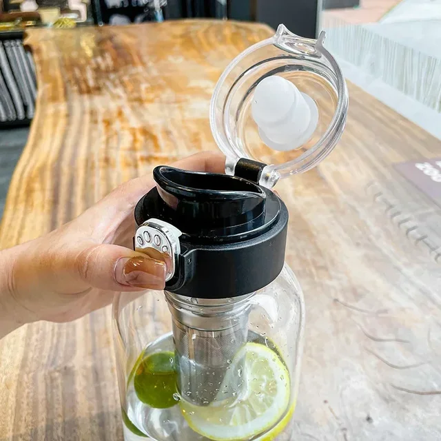 750-2000ml Large Capacity Glass Water Bottle Transparent Milk Juice Cup Outdoor Portable Leakproof Drinkware Tea Water Bottle 6