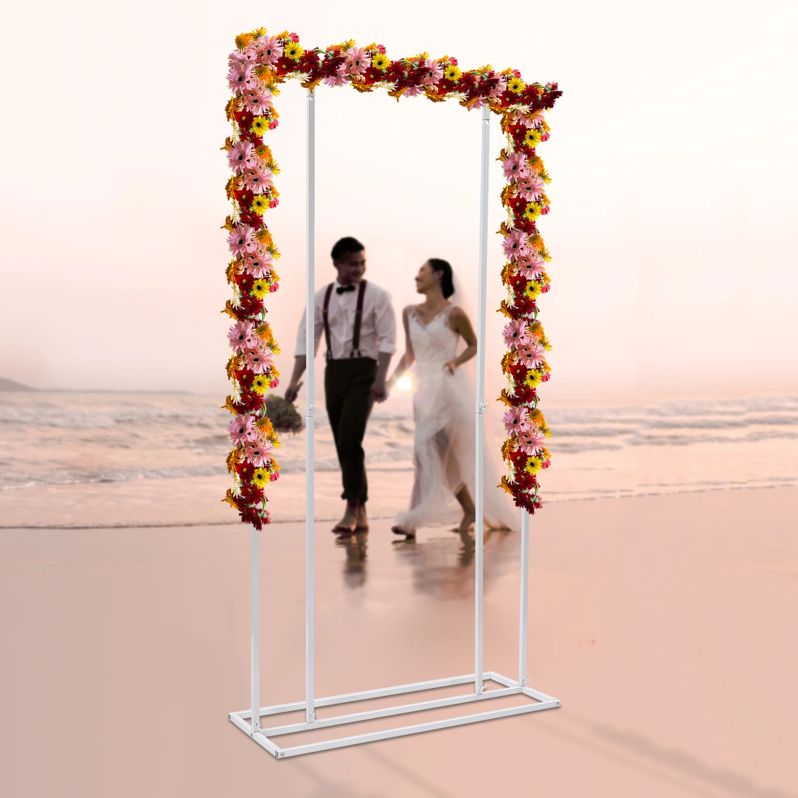 2*1m White Metal Balloon Frame Stand Balloon Wedding Backdrop Stand Garden Floral Decoration