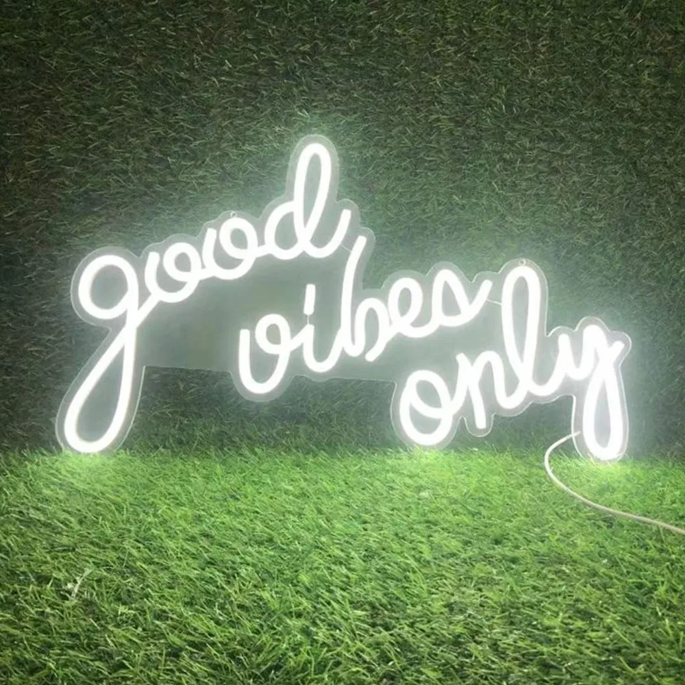 

Светодиодная неоновая вывеска Good Vibes Only, акриловая доска для дня рождения, свадьбы, Настенный декор, неоновая лампа с буквами и подсветкой, питание от USB