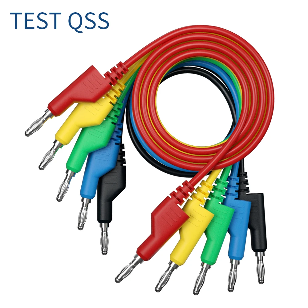 QSS 200CM 5Pcs Multimeter Test Lead Dual 4MM Stackable Banana Plug ...