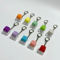 LED Keyboard Keychain Mechanical Button Fidget Key Switch Caps Finger Toys Relief Stress Small Gifts Car Key Ring For Adults 4