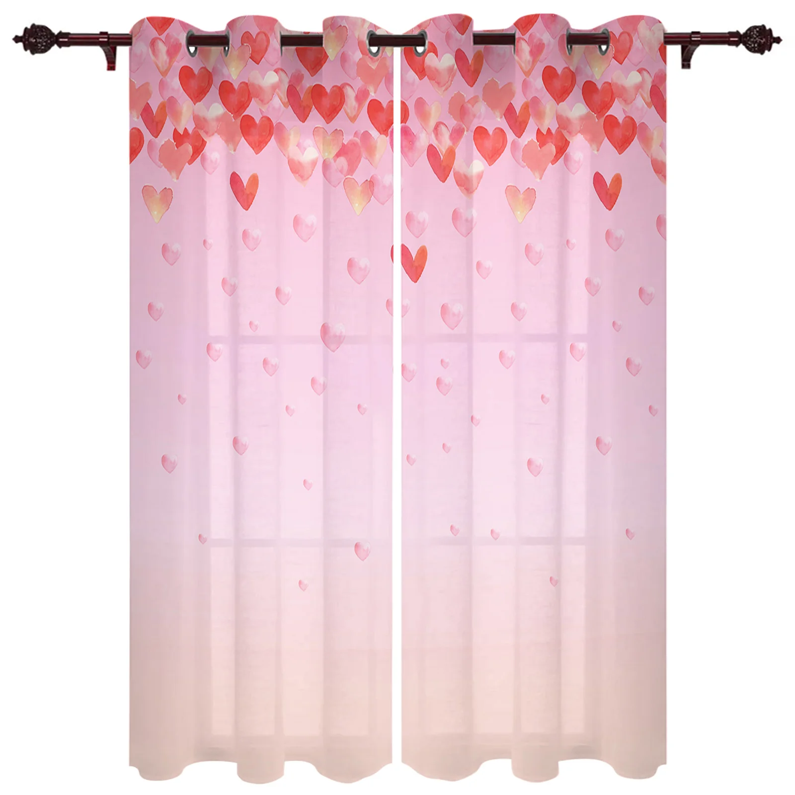 

Valentine'S Day Love Watercolor Simple Modern Window Curtains for Living Room Bedroom Curtain Home Decor Balcony Drapes