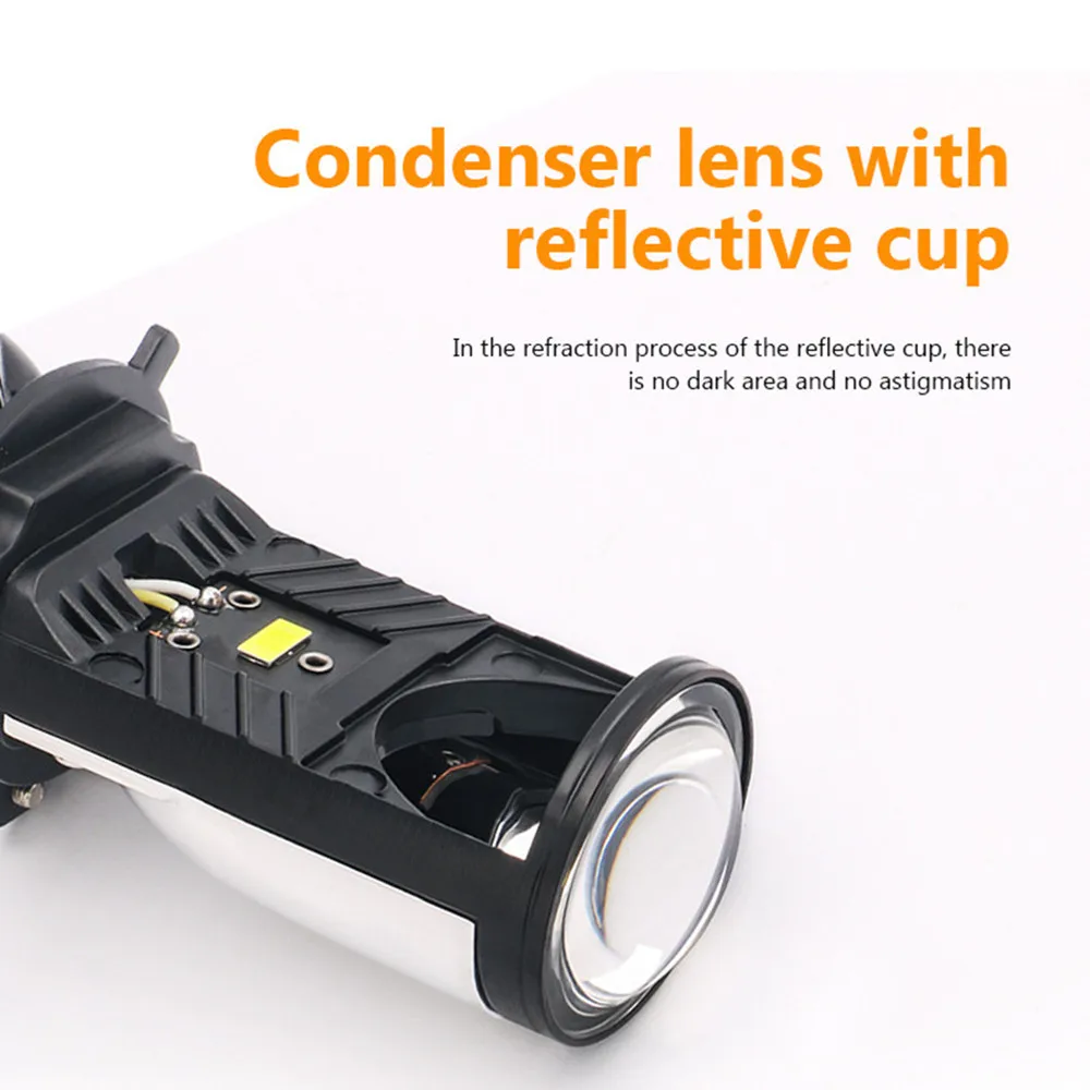 Y6 Turbo Fan H4 LED Headlights Car H4 Mini Projector Lens 6000K Super Bright 200
