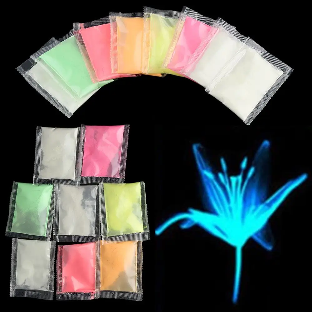 Festival Decoration Nail Glitter Super Bright Art Dust Pigment Neon Phosphor Glow In The Dark Fluorescent Powder