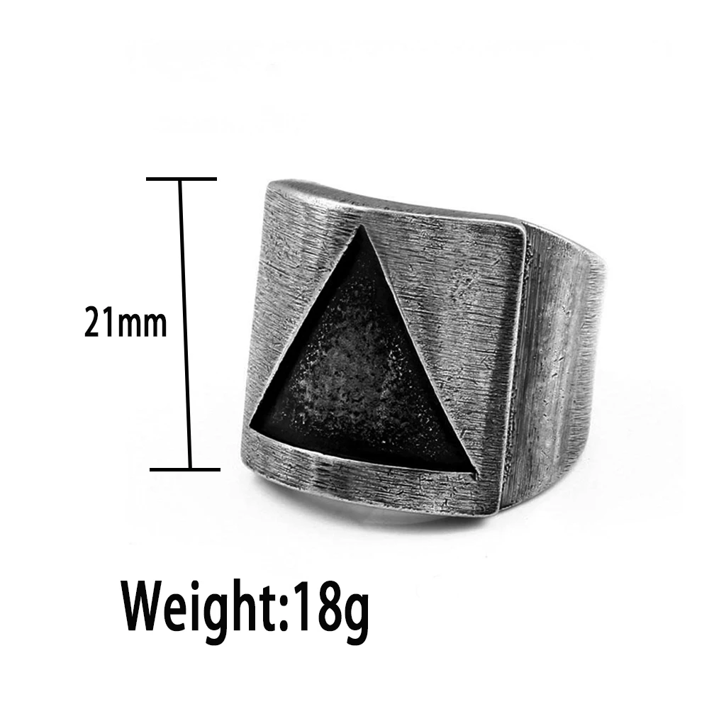 Stainless Steel Ring Fashion Vintage Triangle for Men Women 316L Simple Valknut Biker Amulet Jewelry Gifts