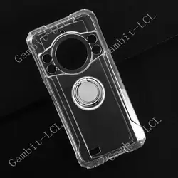 Universal 6.53 Back Ring Holder Phone Cover - Soft Silicone TPU Case for KingKong Ace 3 (Ring Case Clear)