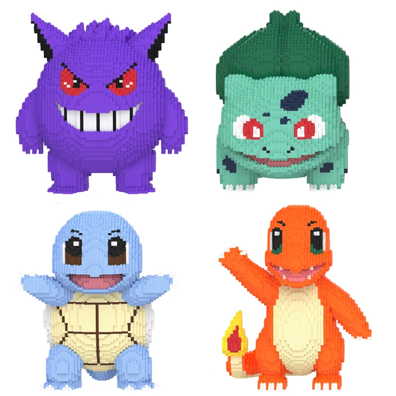 빌딩 블록 Bulbasaur Charmander 3D 모델 조립 연결 미니 벽돌 그림 장난감 홈 데코라용