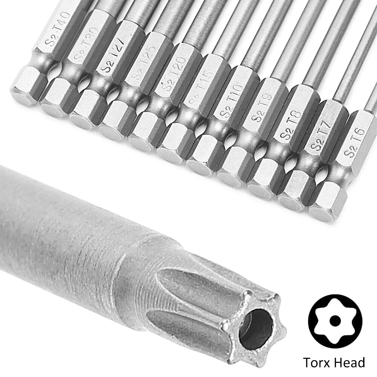 11Pcs Torx 스크루 드라이버 비트 세트 1/4 인치 전문 마그네틱 스타 S2 스틸 육각 섕크 터프 Torx 스타 육각 보안 보안 세트
