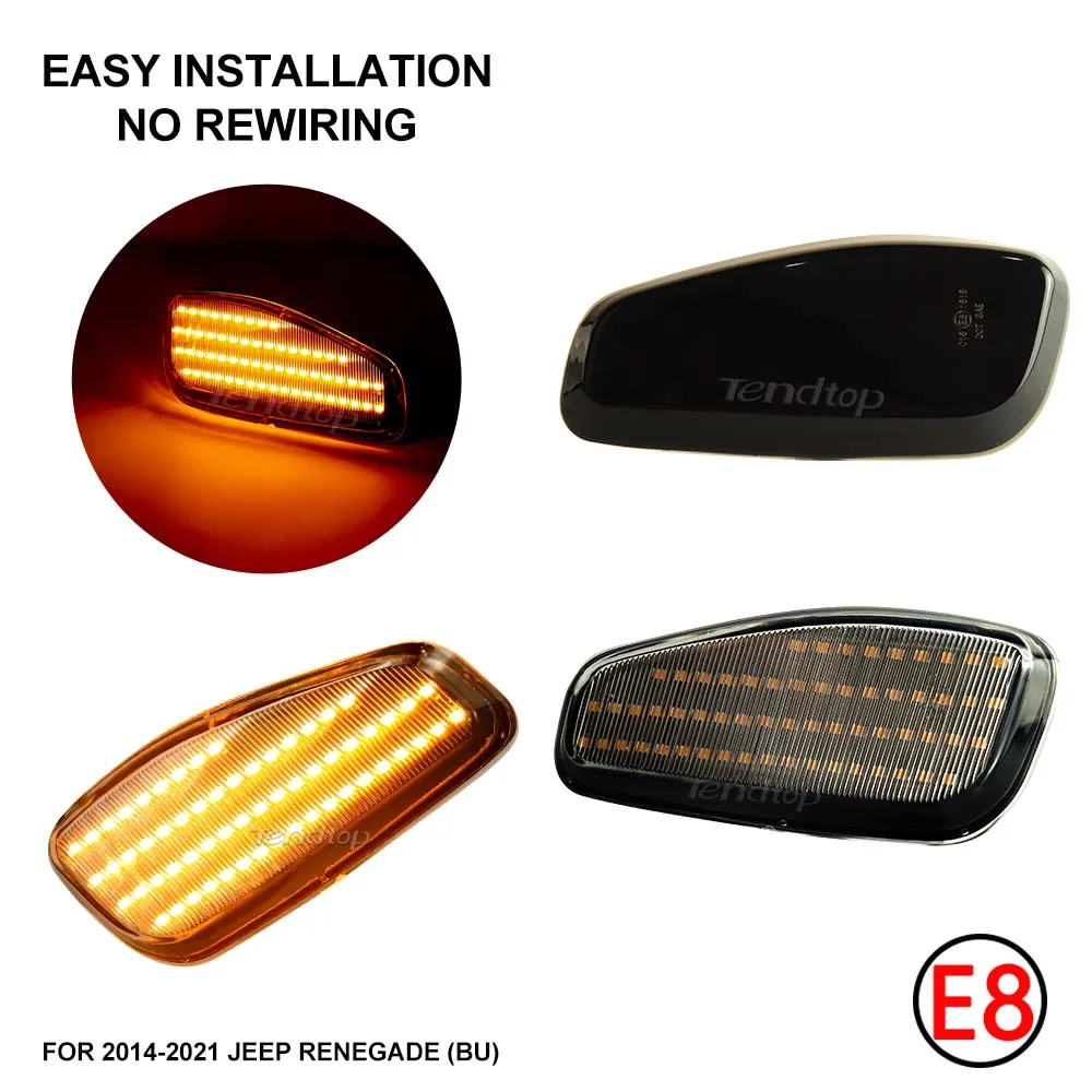 

2Pcs Full Amber LED Front Side Marker Lights Flashing Blinker Lamp for Jeep Renegade 2014-2021(BU)