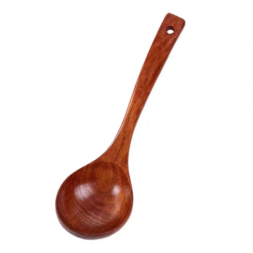 Heat-Resistant Wood Spoon Soup Serving Ladle Anti-scald Handle Cooking Utensils Soup Spoon Kitchen Tool