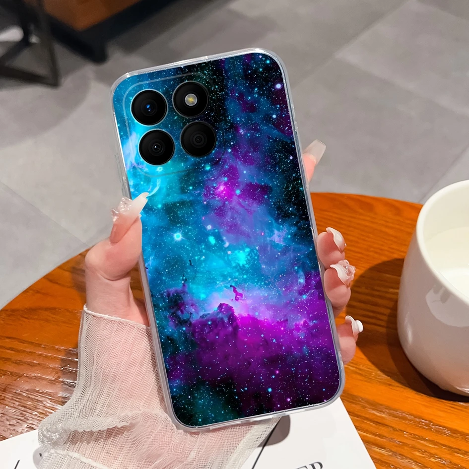 Clear TPU Silicone Soft Protective Case with Pretty Butterfly Bear Design for 6.75-Inch Smartphones