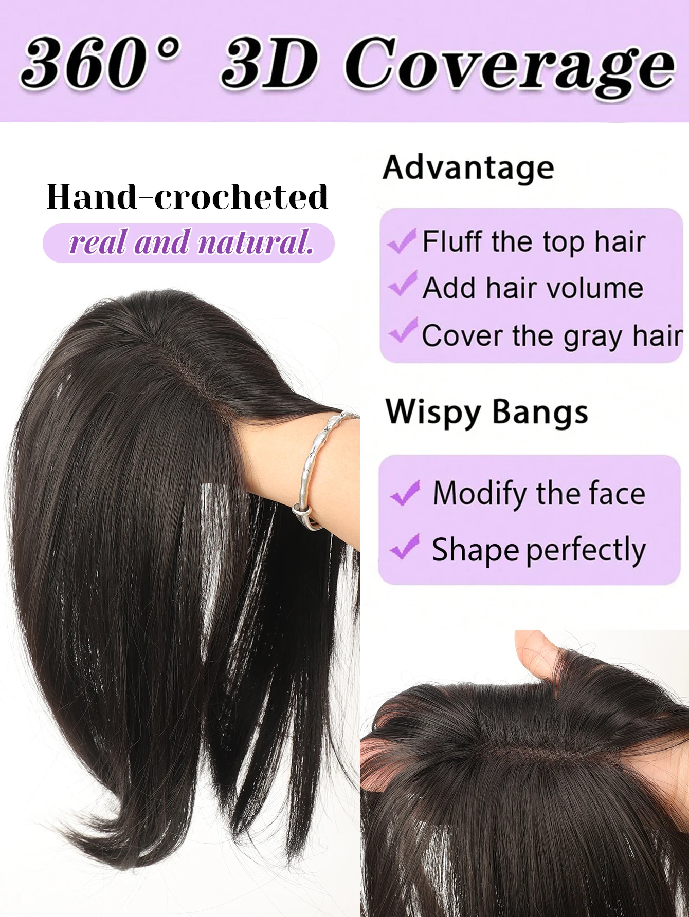 White Synthetic Hair Replacement Block Cover for Frontal Wig