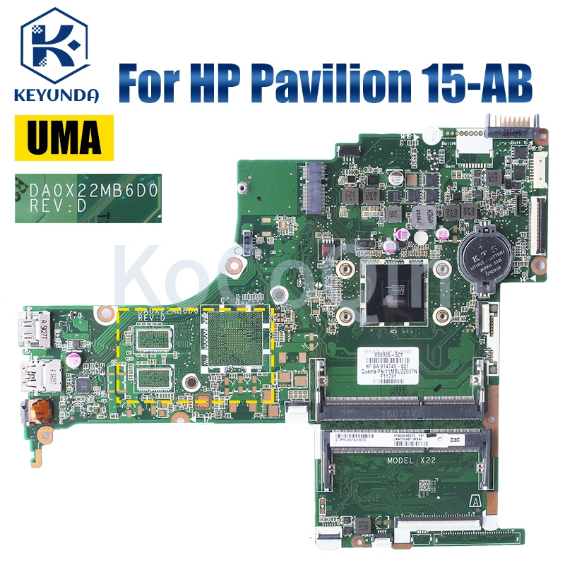 Placa-mãe Portátil para hp Pavilion Da0x22mb6d0 2g 15-ab Notebook Mainboard 809337601 809398 809335 809335501 810972-601 a4 a6 - Imagem 4