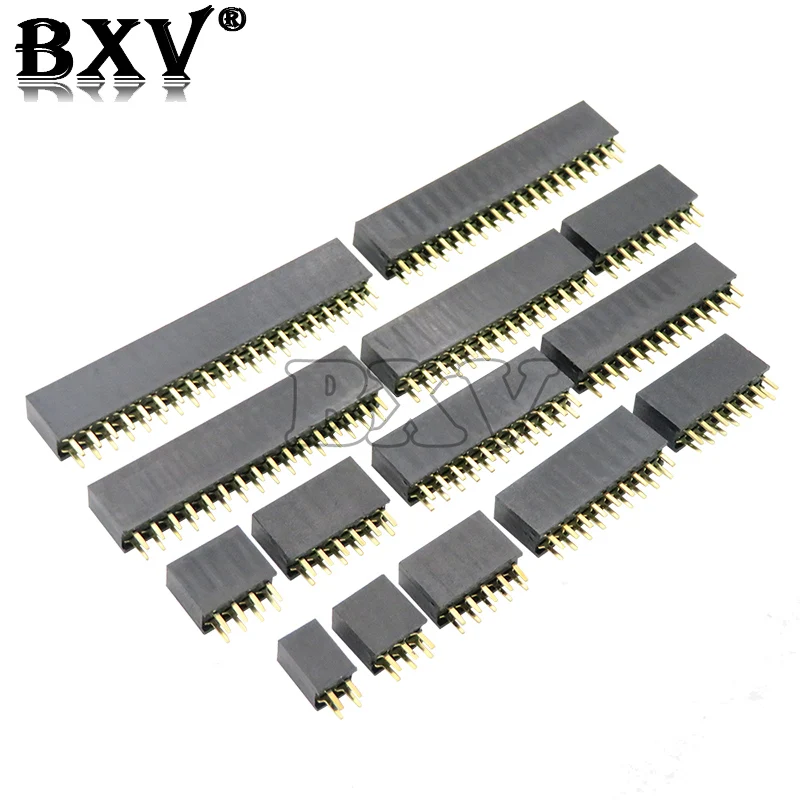 아두이노용 더블 로우 핀 암 헤더 소켓, 피치 2.54mm, 2x2p, 3 핀, 4 핀, 5 핀, 6 핀, 7 핀, 8 핀, 9 핀, 20 핀 커넥터, 10-100 개