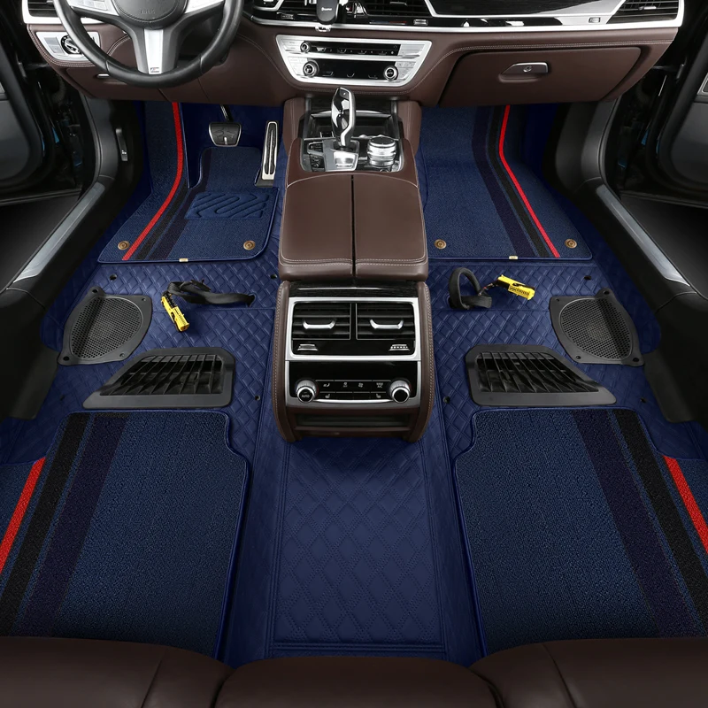 thumbnail image 1 of Alfombrillas de coche personalizadas, accesorios para el interior, con forma de diamante, rayas, cuero grueso, doble capa, para el 99 % de los vehículos, 1 of 5