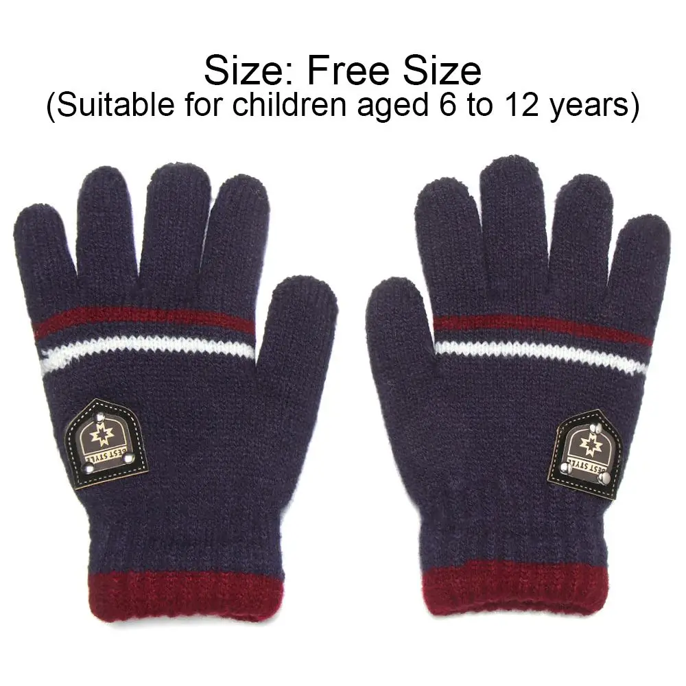 Kids Gloves Winter Full Finger Gloves Knitted Soft Children Mittens for 6-12Y Boys Girls Gloves Thick Keep Warm Autumn Glove