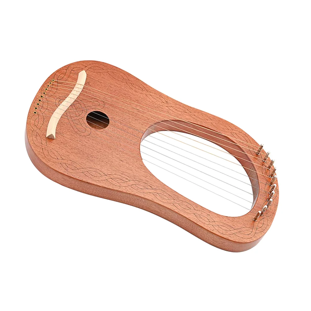 Portable Small Wooden Lyre Harp 10 String Musical Instrument for Music Prime Engraved Nanyangqin Harp Kit Tuning