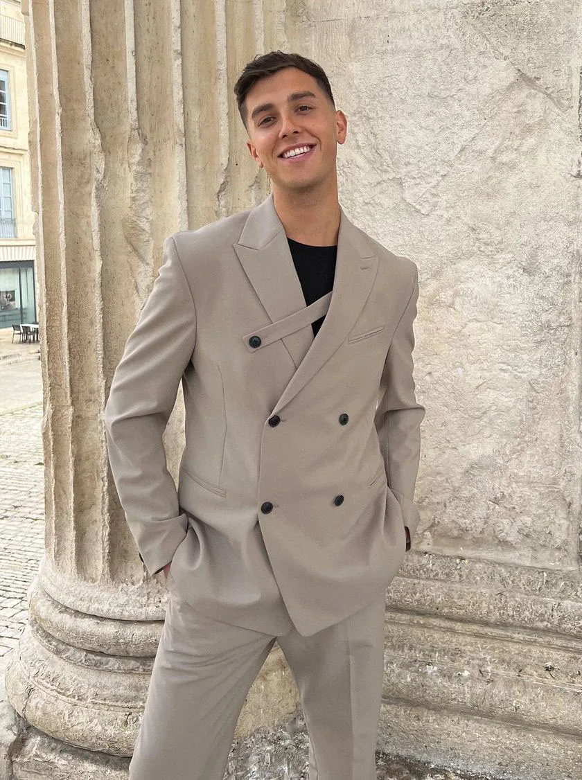 Men Suit Tailor-Made 2 Pieces Solid Color Modern Fashion Wedding Business Causal Prom Double Breasted Coat+Pants Tailored