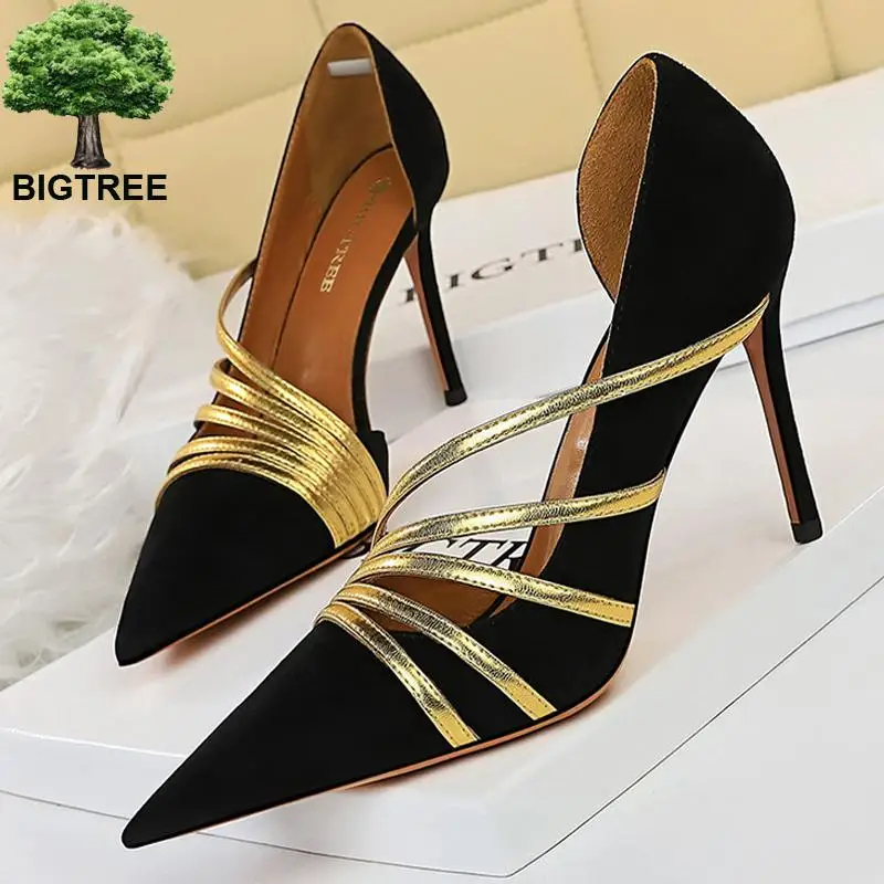 

Fashion Shoes Sexy High Heels Suede Women Pumps Stiletto Party Shoes Women Heels Pointed Toe Hollow Women Sandals Plus Size 43