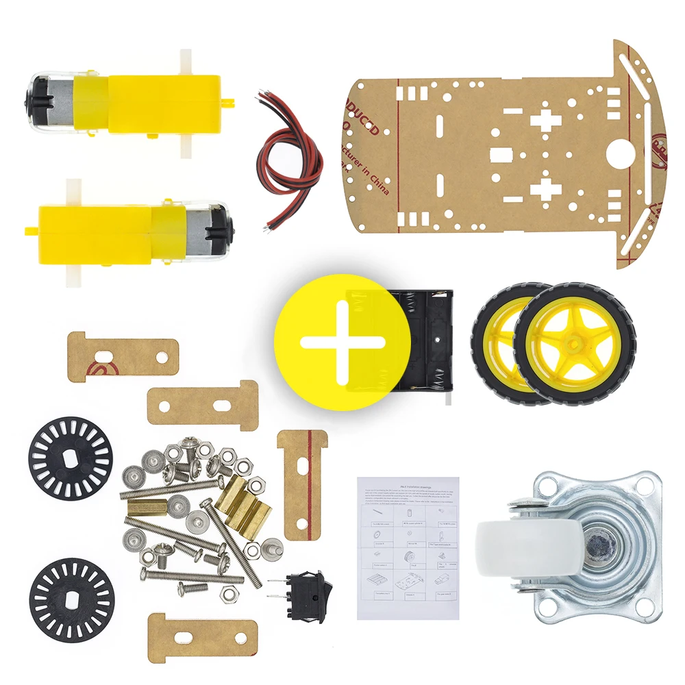 Silnik inteligentny robot zestaw podwozia samochodu enkoder prędkości opakowanie na baterie 2WD dla Arduino
