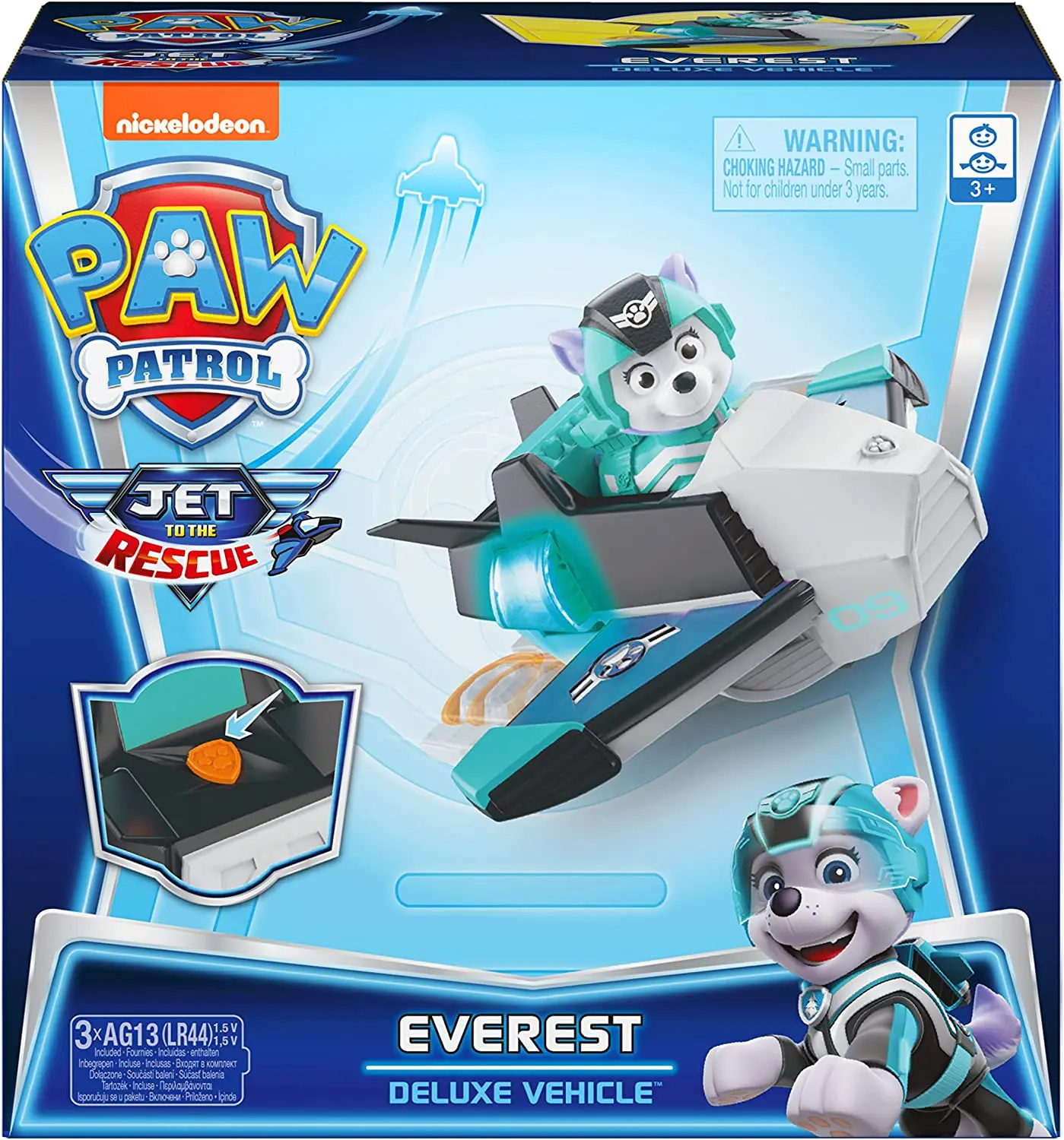 Original Box Genuine Paw Patrol Jet To The Rescue Chase Marshall Everest Skye Deluxe Veicolo Di Trasformazione Con Luci E Suoni