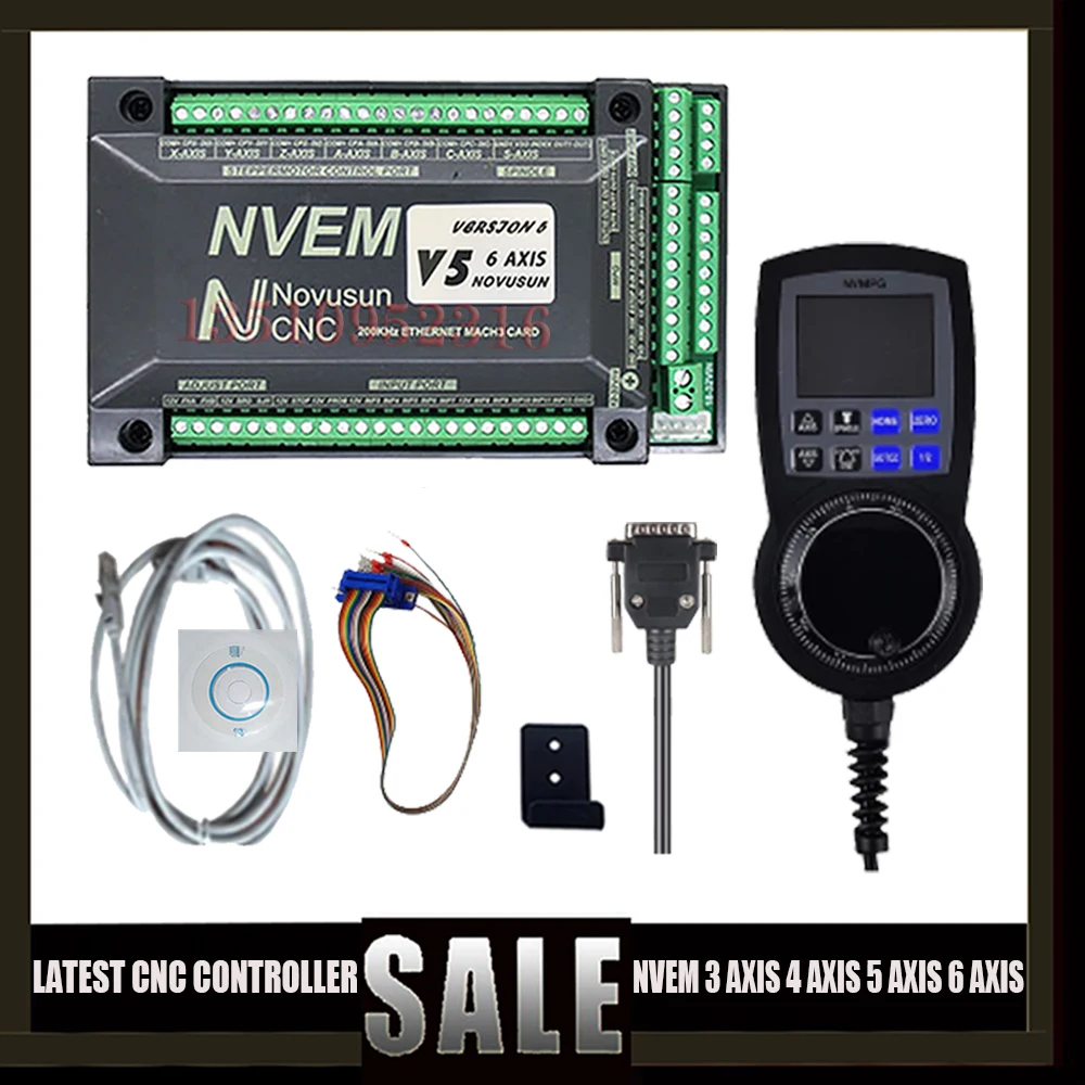 

Новое обновление, Φ Ethernet/nvum Usb 3/4/5/6 Axis Cnc Motion Controller + 6-осевой цифровой дисплей Handwheel Mpg