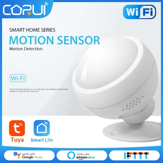 

CORUI Tuya WiFi Smart PIR Motion Sensor Human Body Movement Infrared Safety Alarm Detector SmartLife APP Remote Control