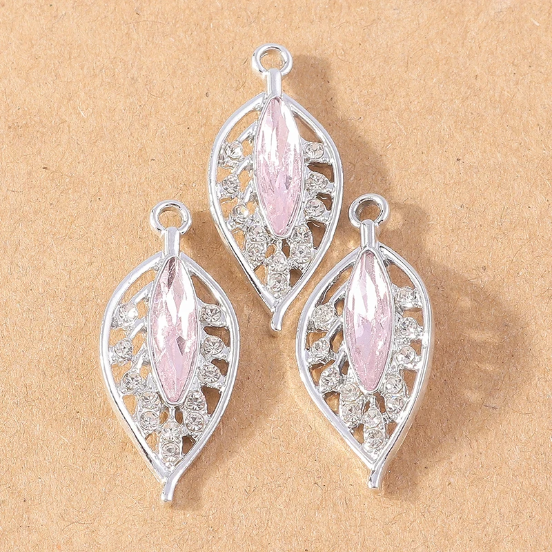 10 Stück 13 x 30 mm Kristall-CZ-Blatt-Anhänger für die Herstellung von Ohrringen, Halsketten, DIY, handgefertigter Schmuck, Zubehör – Detail 10