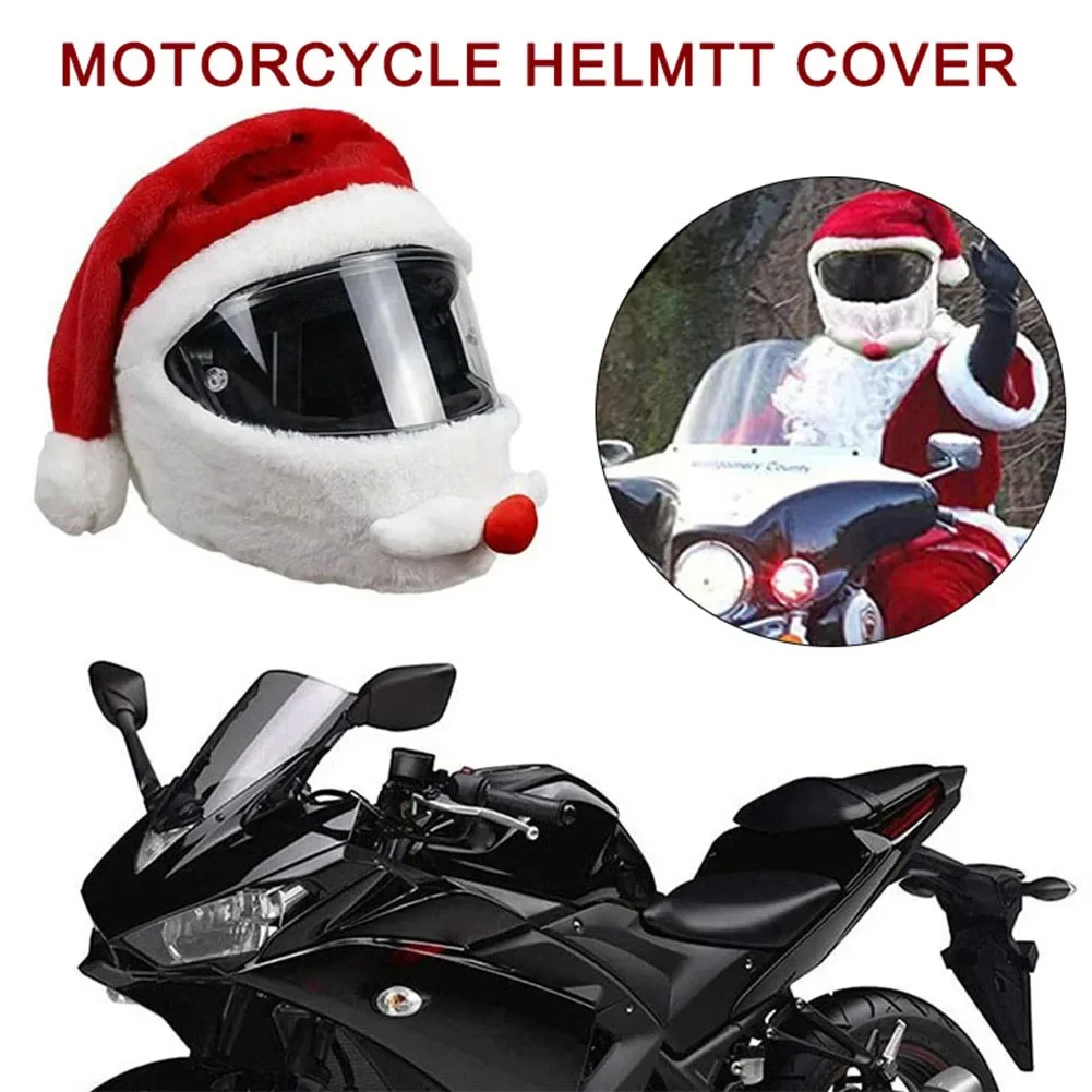 

1-10PCS Santa Claus Motorcycle Helmet Cover Full Face Safe Hat Santa Claus Racing Cap Plush Christmas Hat Merry Christmas Decor