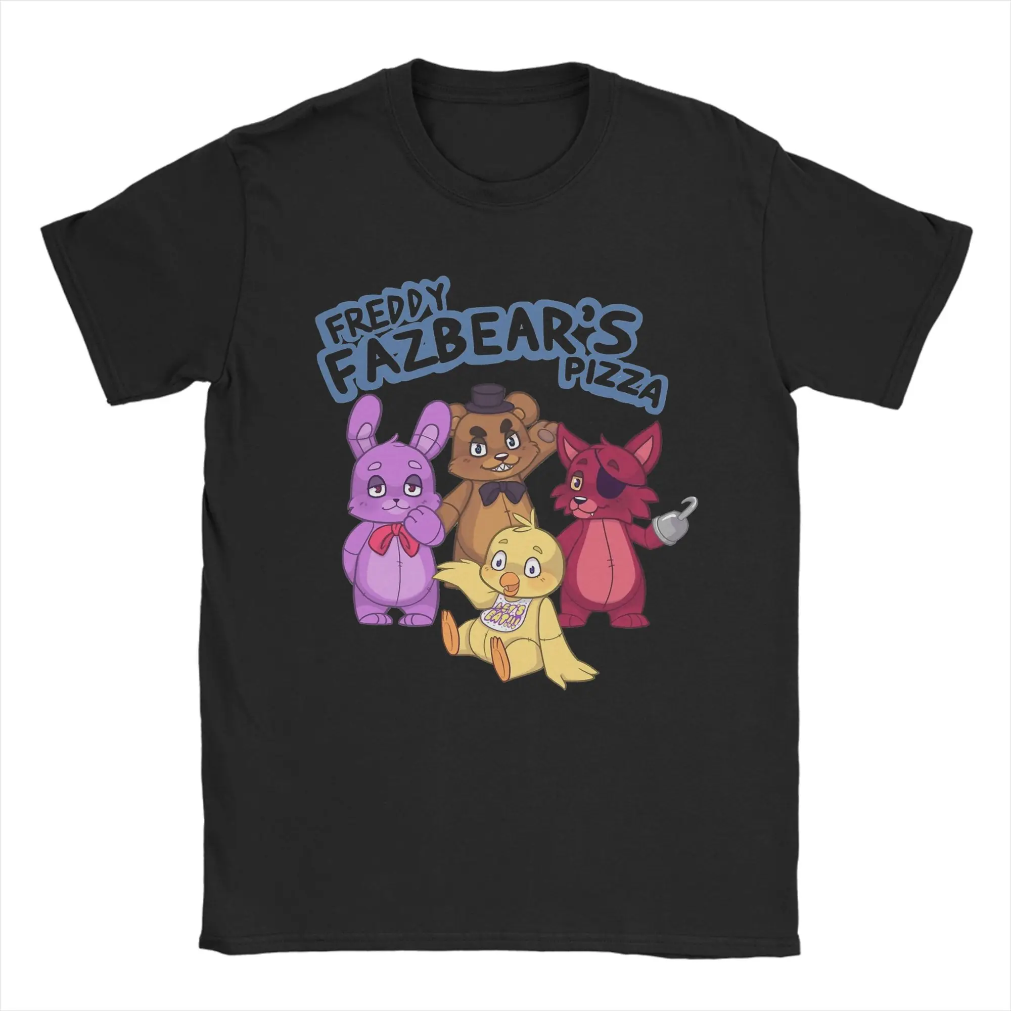 Men's Pure Cotton FNAF Freddy's Humor Crewneck T-Shirt - Short Sleeve Plus Size Top