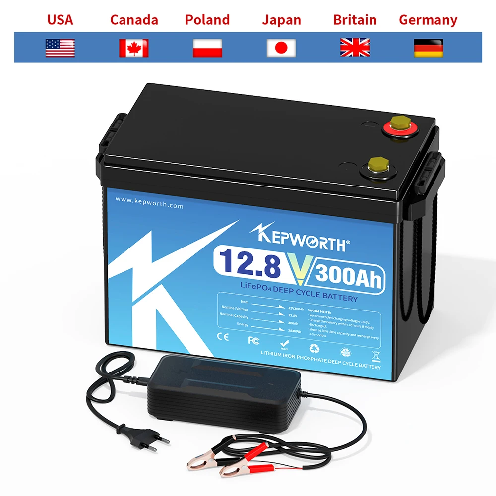12V 300Ah lithium battery Lithium Iron Phosphate Battery With Upgraded BMS 6000 Cycles For RV Campers Golf Cart Off-Road Off-Grid