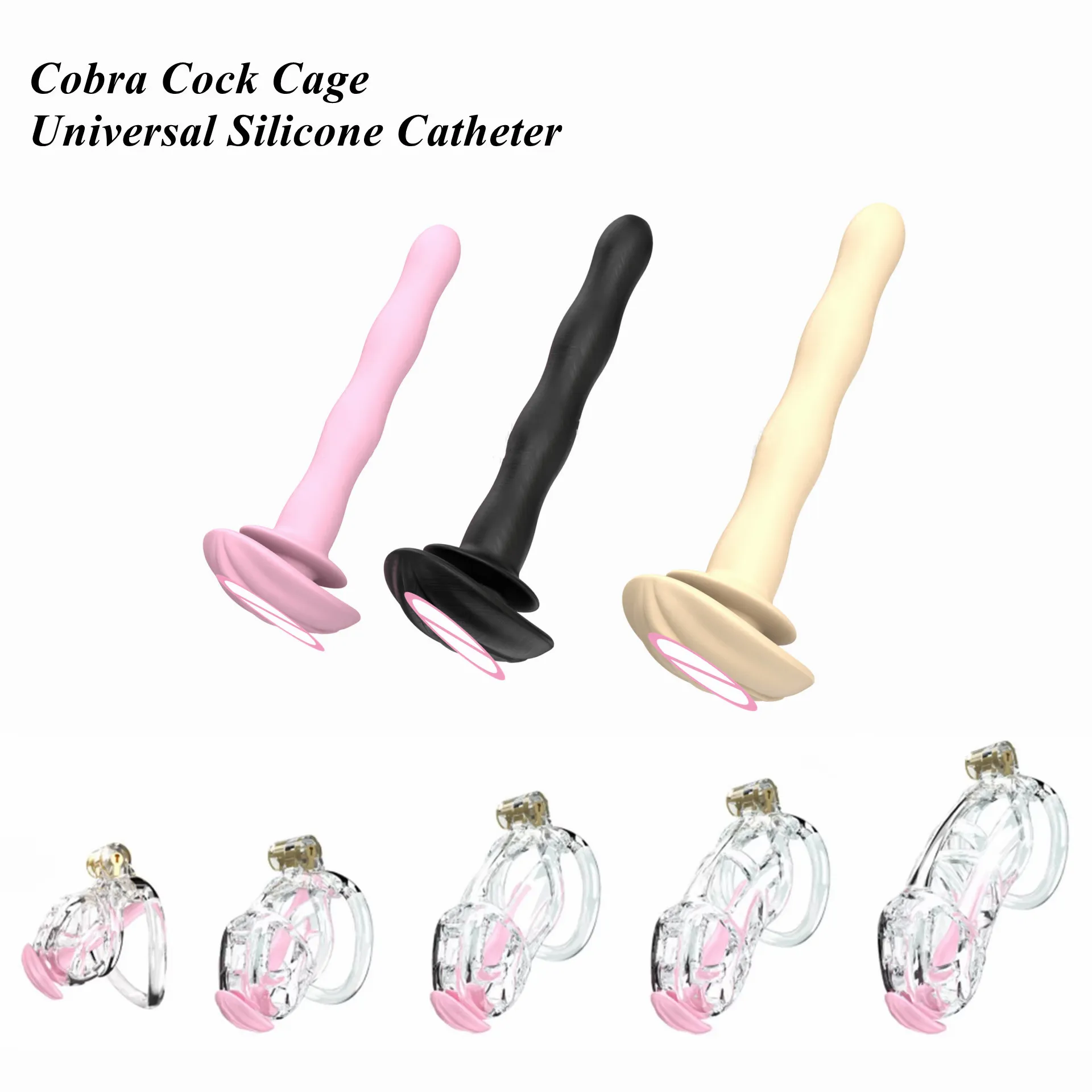 Urethral Dilator Silicone Urethral Dilator Cobra Chastity Cage Universal Silicone Urethral Plug Accessories Penis Cage Bird Lock Soft Horse Eye Rod Tube Sex Toys for Man