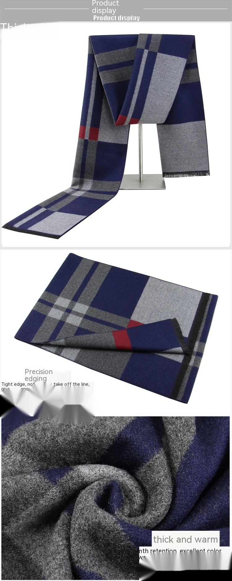 Herren Karoschal Aus Seidenplüsch - Warmer Winter Halsschal_voghion.com