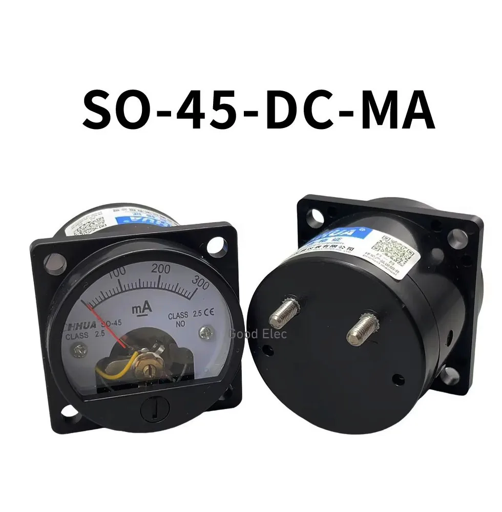 High-Precision Black Analog Panel Ammeter, 0-100mA Range, Round Design