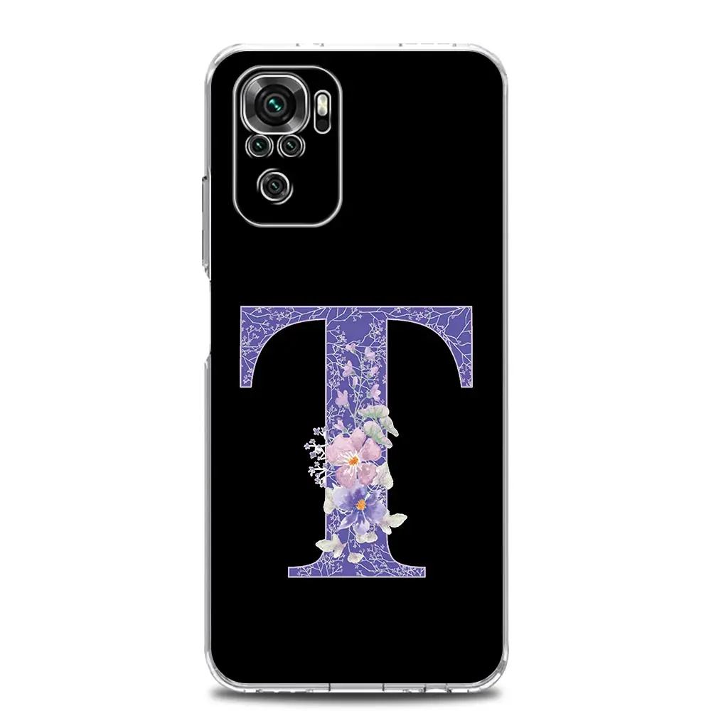 Retro Purple Flower Initial Letter Phone Case Cover
