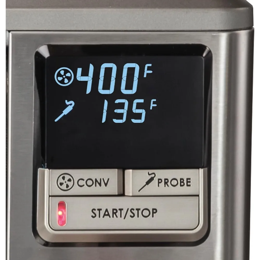 Elite Digital Countertop Convection Toaster Oven with Temperature Probe, Stainless Steel and Red Knobs (WGCO150S)