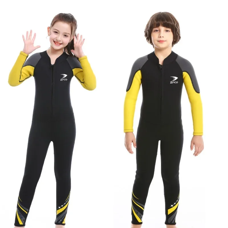 2.5MM Neoprene Wetsuits Kids Swimwears Diving Suits Long Sleeves Boys Surfing Children Rash Guards Snorkel Wetsuit