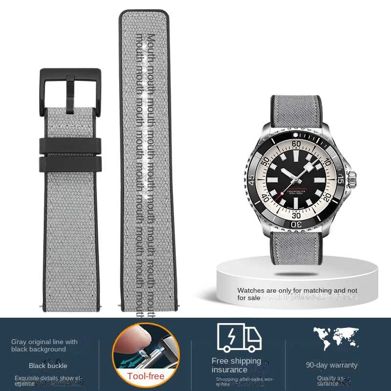 thumbnail image 1 of Correa de reloj de caucho y cuero de 20 mm y 22 mm adaptada a la serie Breitling Avengers Blackbird Professional Endurance Super Ocean, 1 of 5