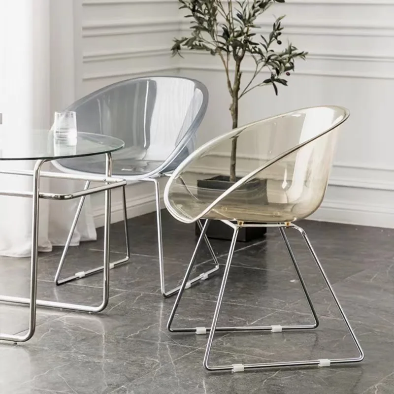 Nordic Acrylic Dining Chair Family Restaurant Negotiating Chairs Milk