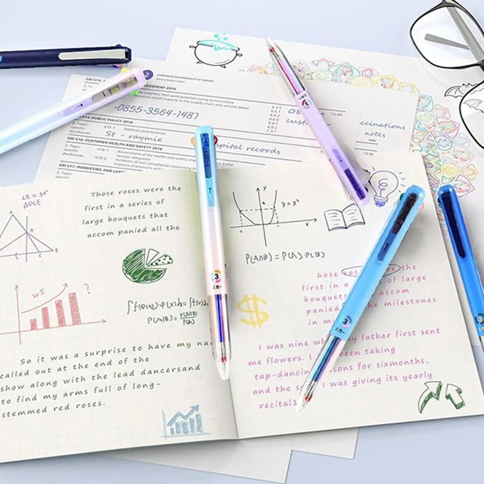 Gel Pens 18 Colors Ink Ballpoint Pens 0.5mm 6 Pieces Smooth Writing Stationery Supplies School Supplies for Home Office Art