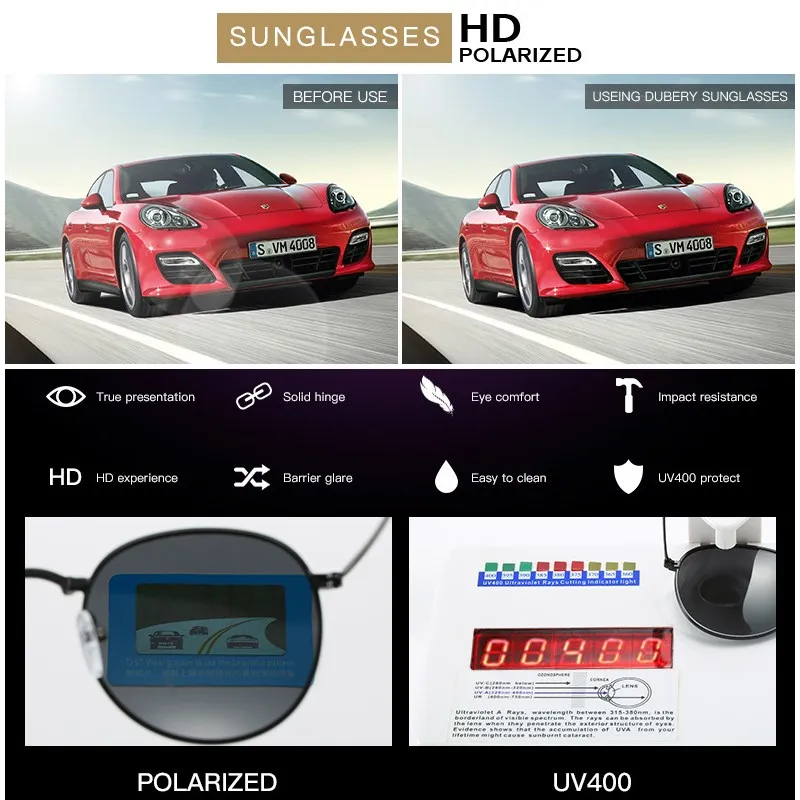 Klassische Vintage Runde Polarisierte Sonnenbrille Männer Marke Designer Polaroid Sonnenbrille Frauen Metall Rahmen Schwarz Objektiv Brillen_voghion.com