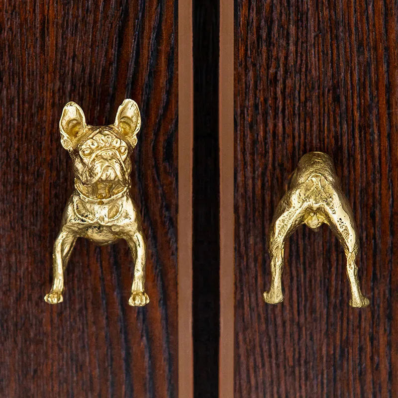 Bronze Animal Moldagem Botões para Móveis Luz Luxo Único Buraco Cabinet Knobs e Alças Dresser Gavetas Wardrobe Porta Knob
