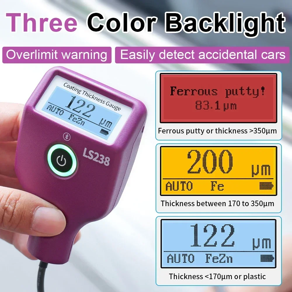 LS238 Digital Paint Thickness Gauge 0.0-3500&mu;m Fe/Al Car Paint Coating Thickness Tester Small Probe High Precision paint coating meter paint thickness gauge thickness gauge