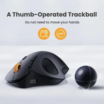 ProtoArc Wireless Trackball Mouse 2.4g Ergonomic Rollerball Mouse Rechargeable Bluetooth Computer Mice 3 Device Connection 2